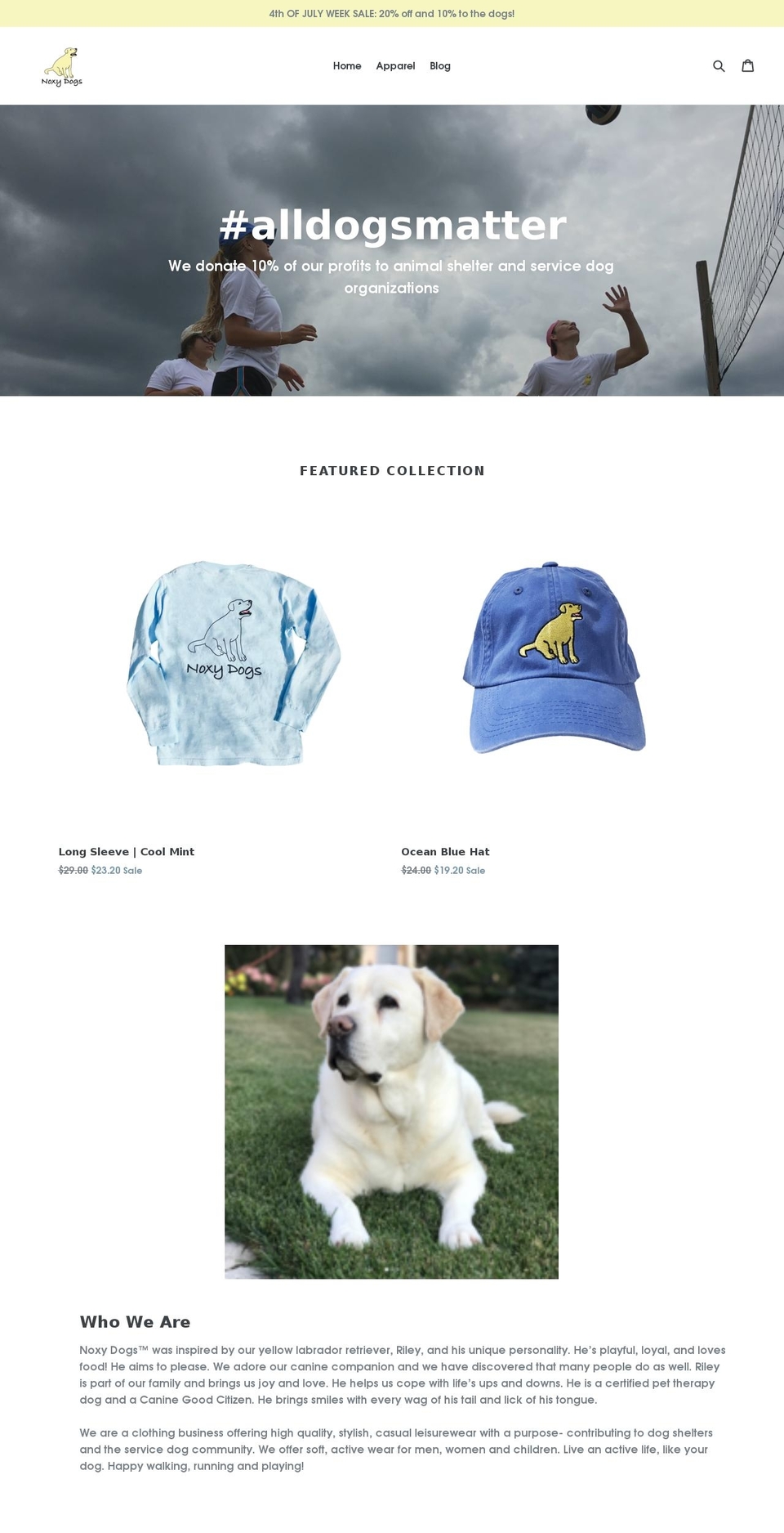 noxydogs.com shopify website screenshot