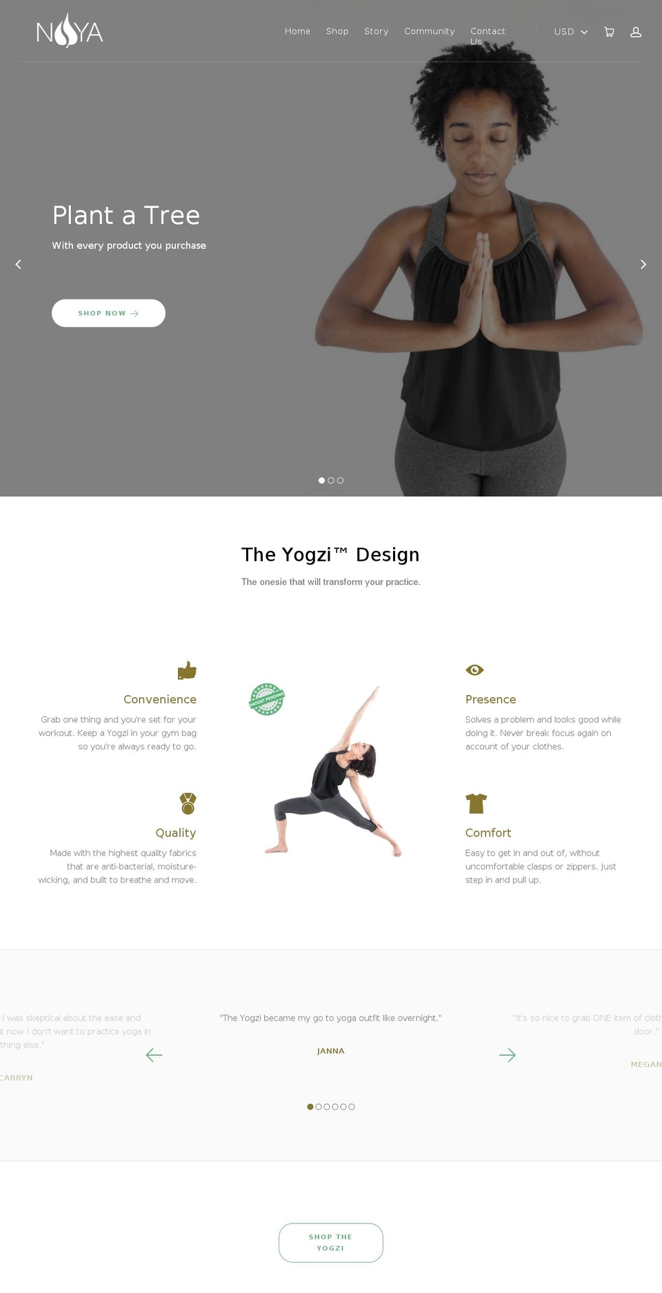 noyayoga.com shopify website screenshot