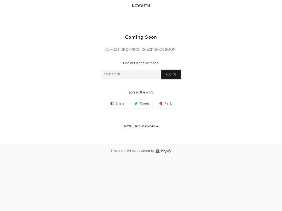 noyouthnewyork.com shopify website screenshot