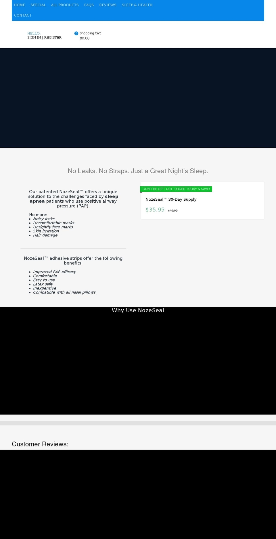 nozeseal.com shopify website screenshot