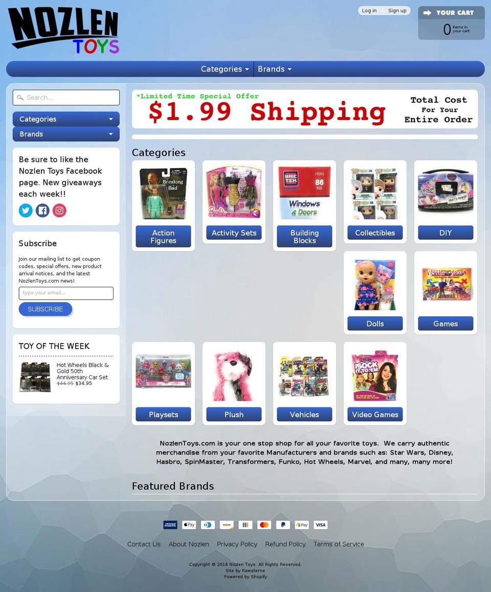 nozlentoys.com — Shopify storefront screenshot