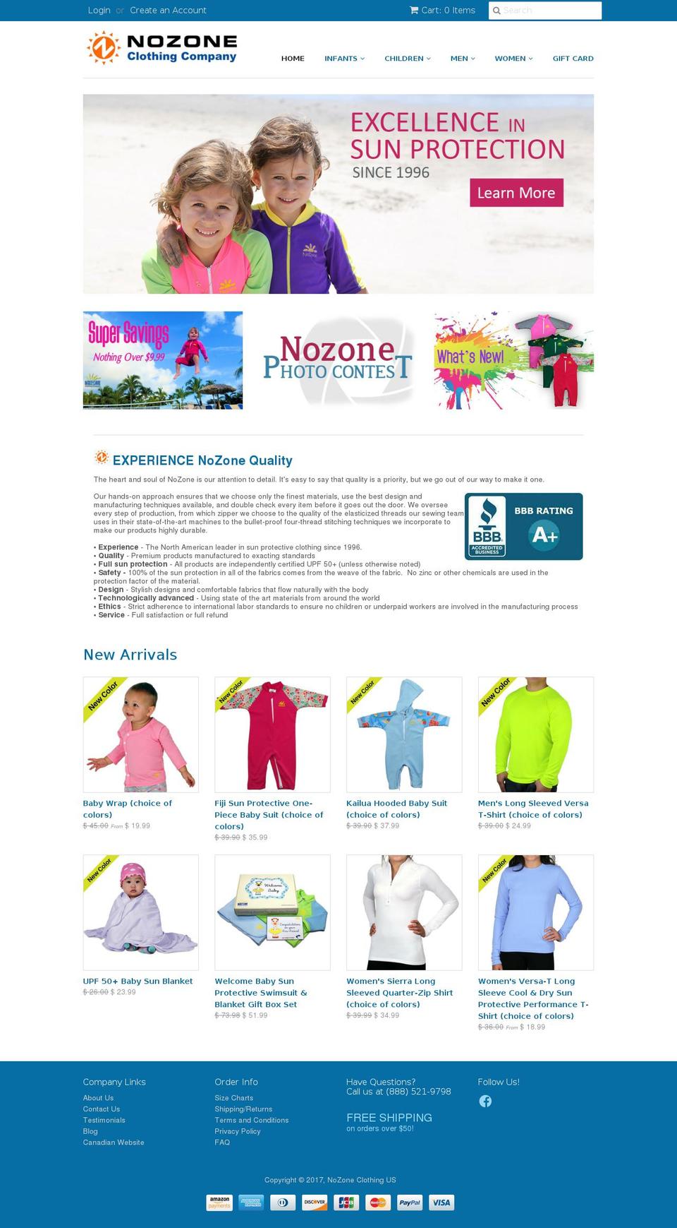 nozoneus.com shopify website screenshot