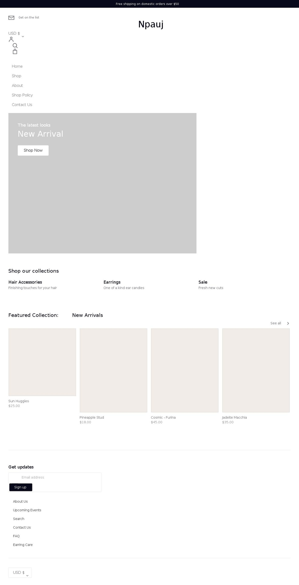 npauj.com shopify website screenshot