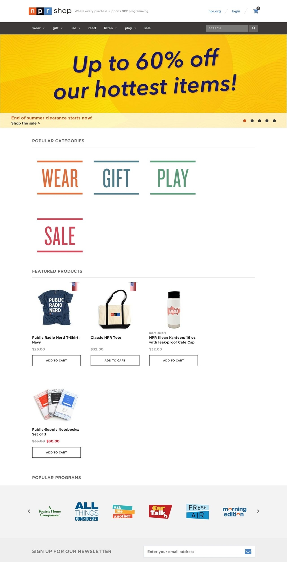 Checkout upgrade test-June 2018 Shopify theme site example nprshop.net