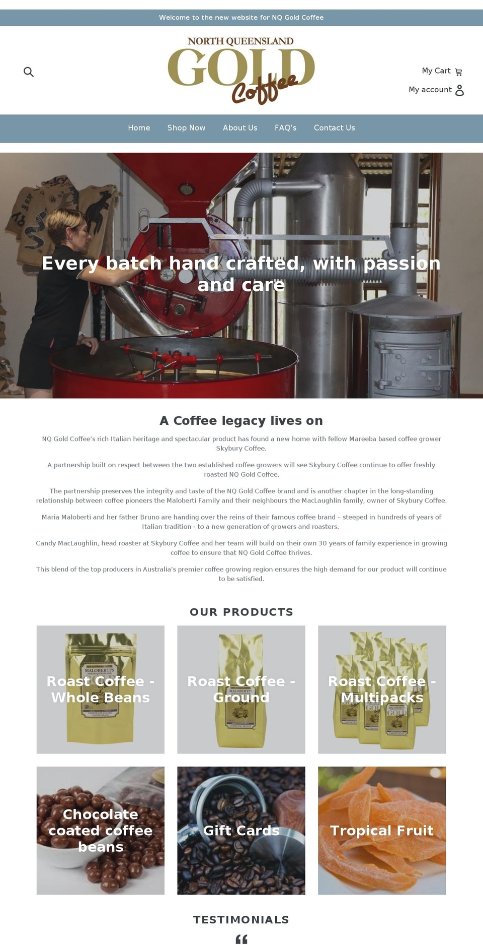 nqgoldcoffee.com.au shopify website screenshot