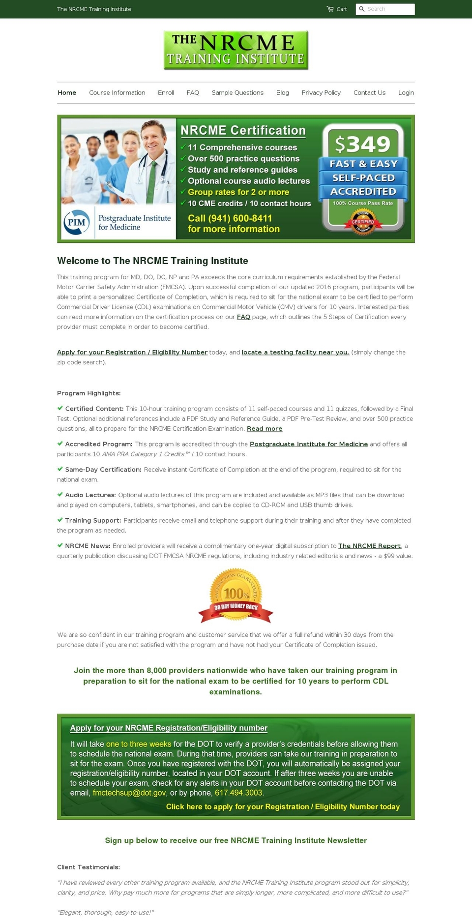 nrcmedotmedicalexaminer.com shopify website screenshot