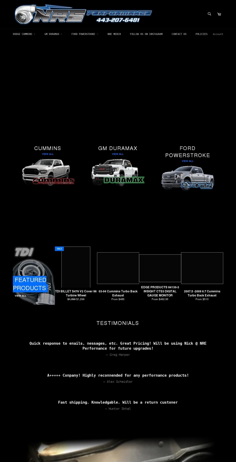 nreperformance.com shopify website screenshot