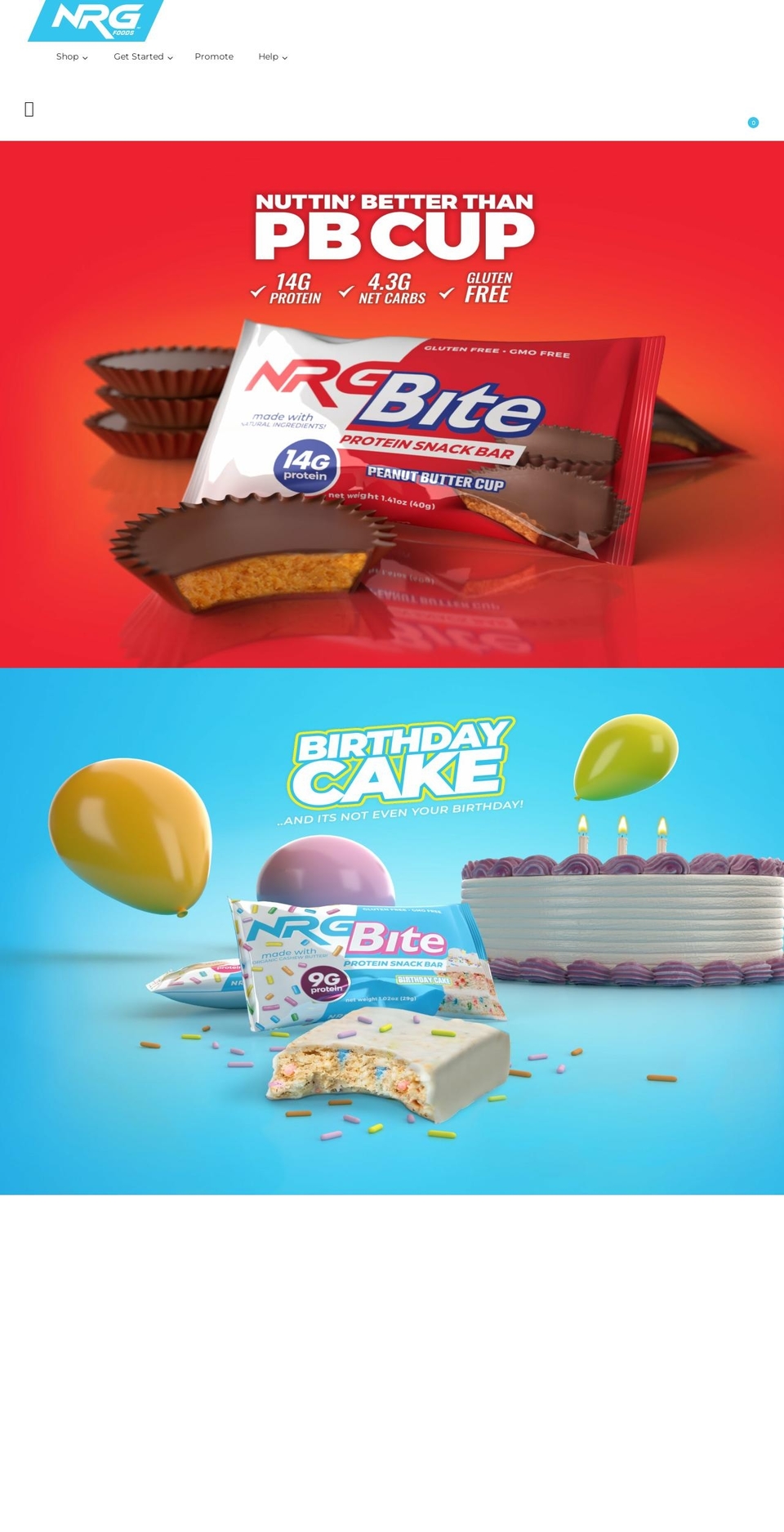 nrg-foods.com shopify website screenshot