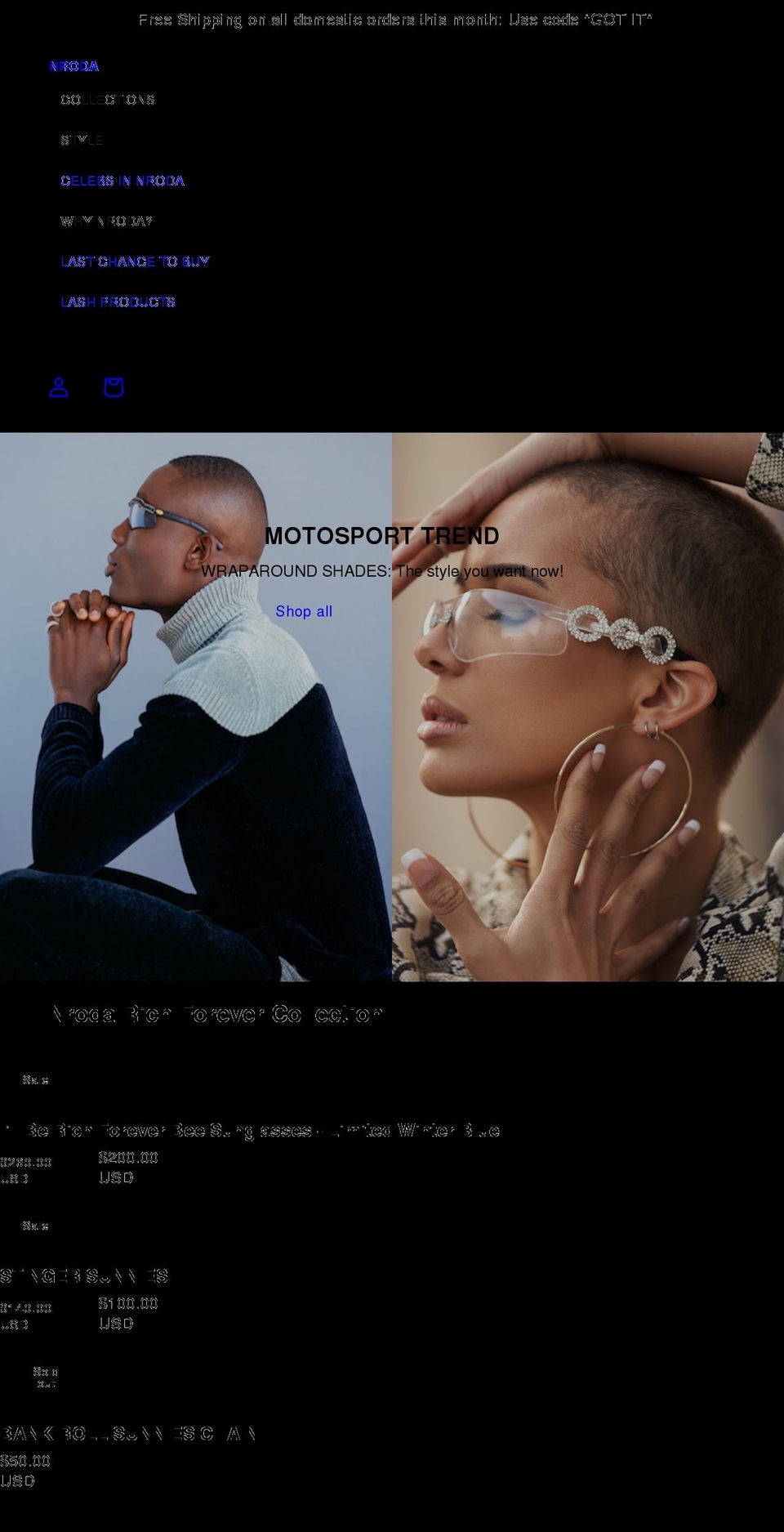 nroda.com shopify website screenshot