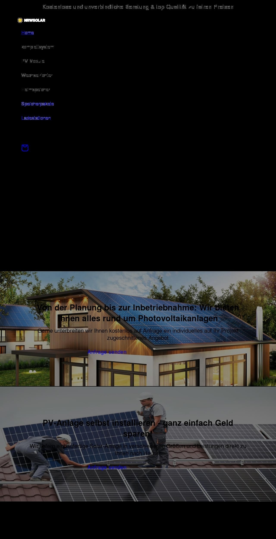 nrwsolar.com shopify website screenshot