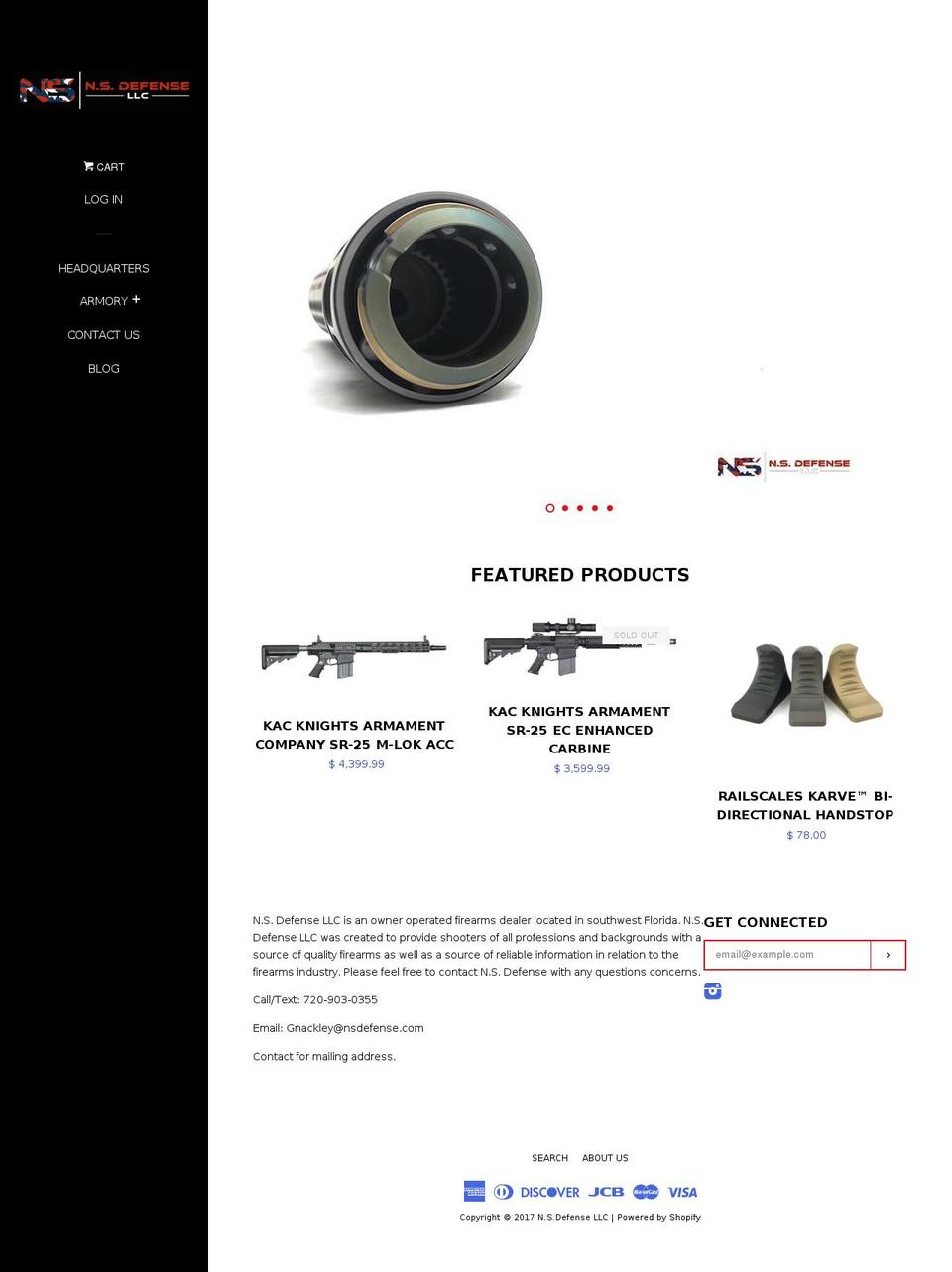 nsdefense.us shopify website screenshot