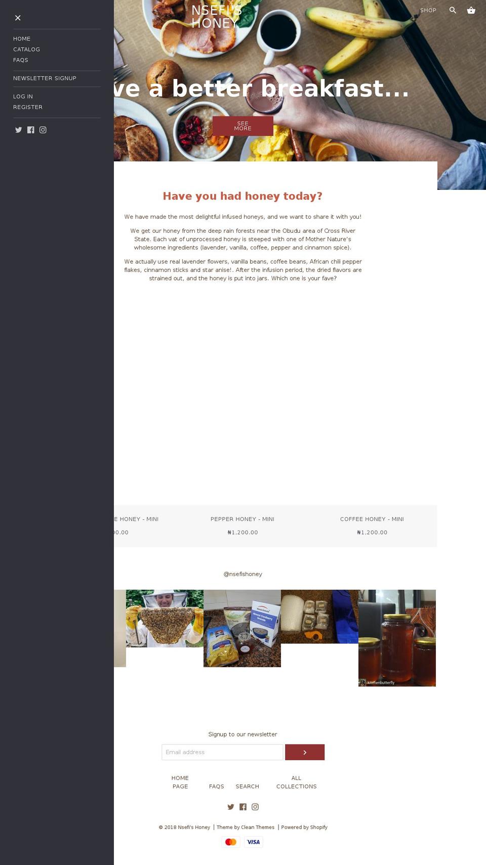 nsefishoney.com — Shopify storefront screenshot