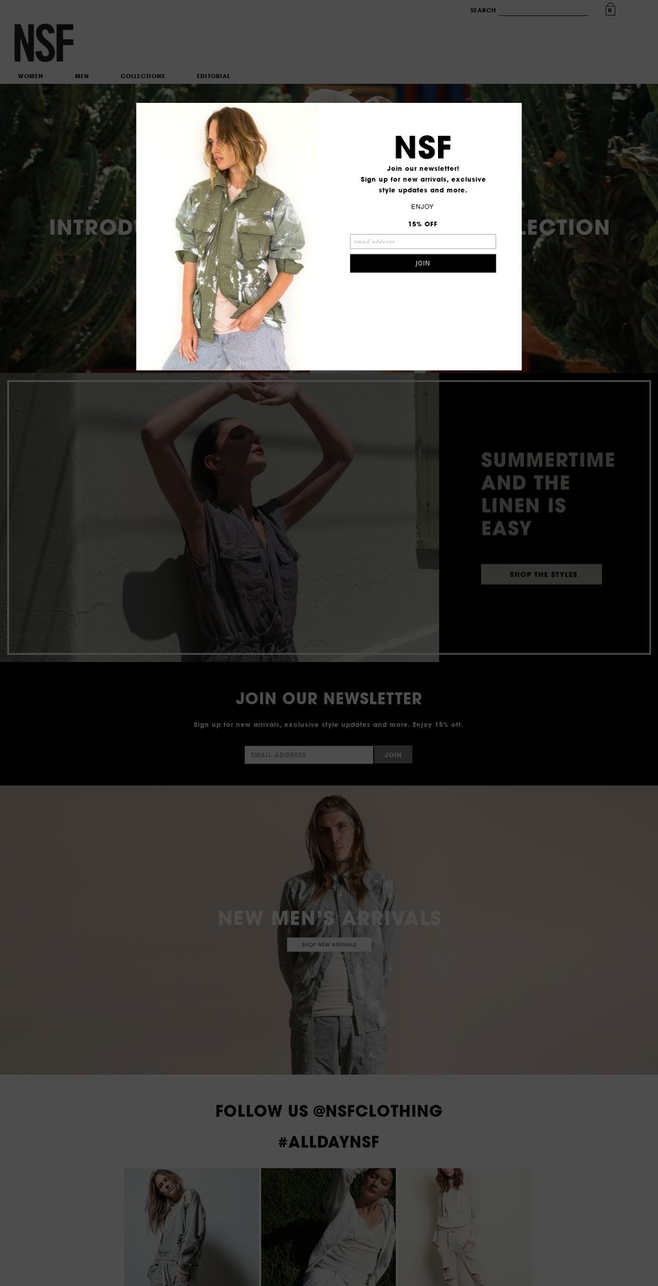 nsfclothing.com shopify website screenshot