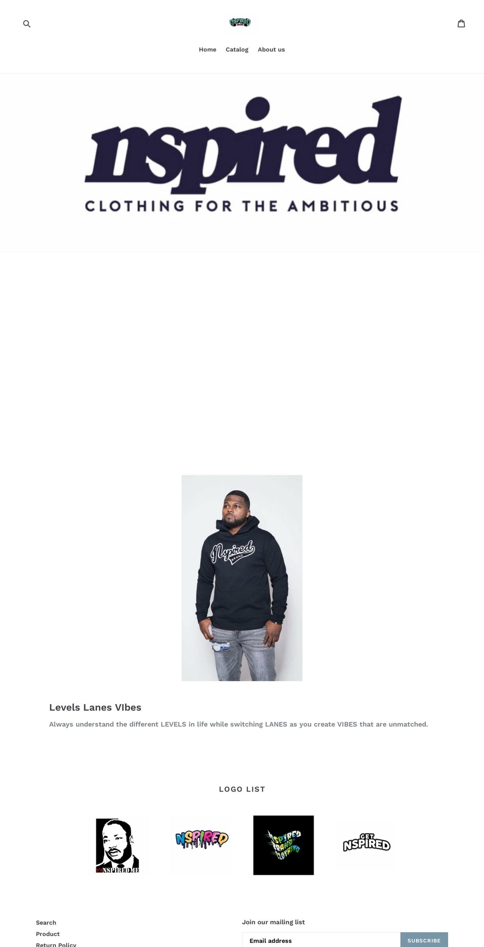 nspiredbrandclothing.net shopify website screenshot