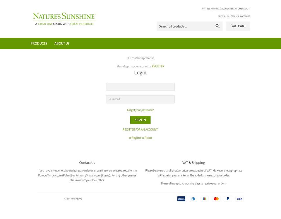 nspuk.myshopify.com — Shopify storefront screenshot