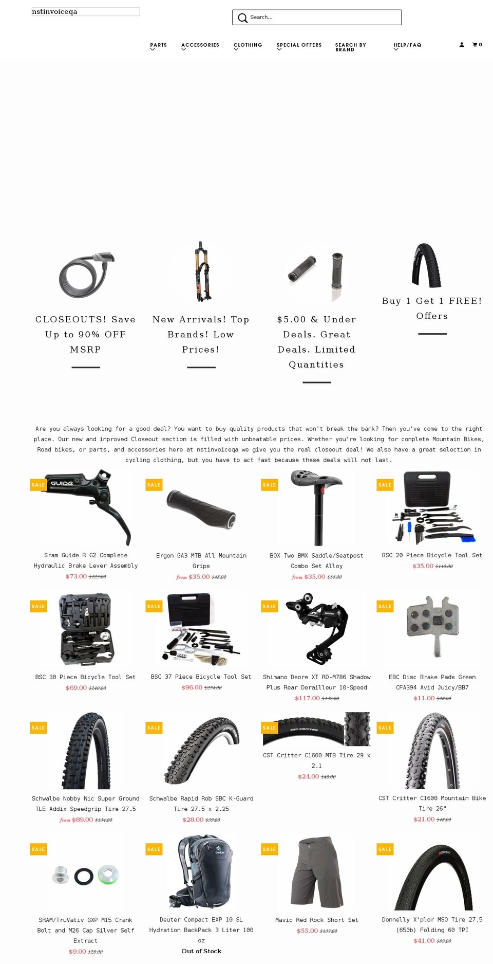 nstinvoiceqa.com shopify website screenshot