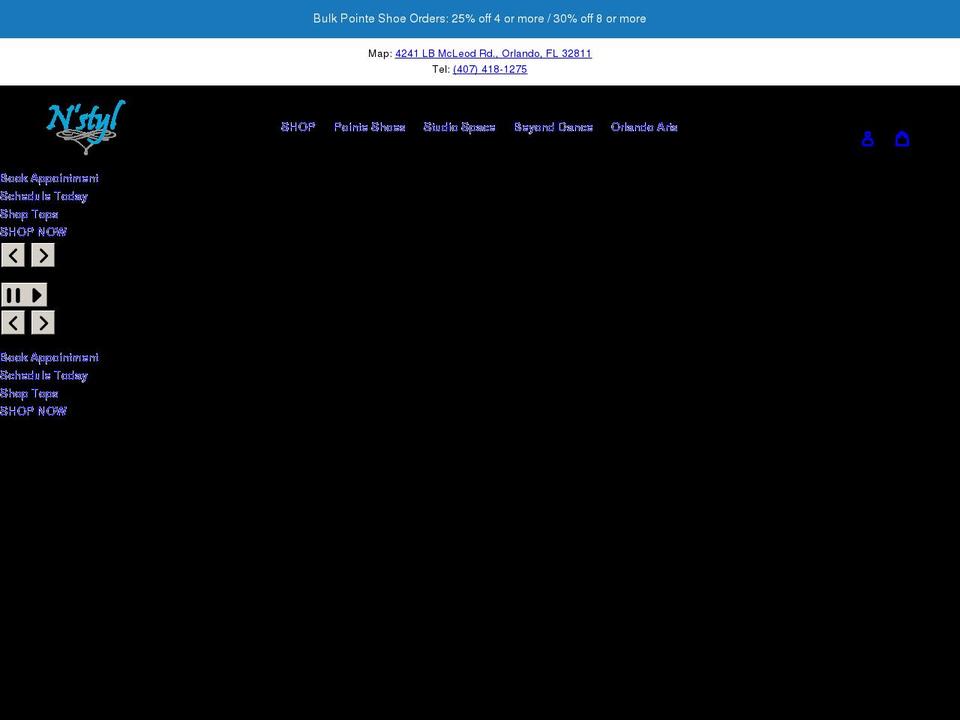 nstyldancewear.com shopify website screenshot