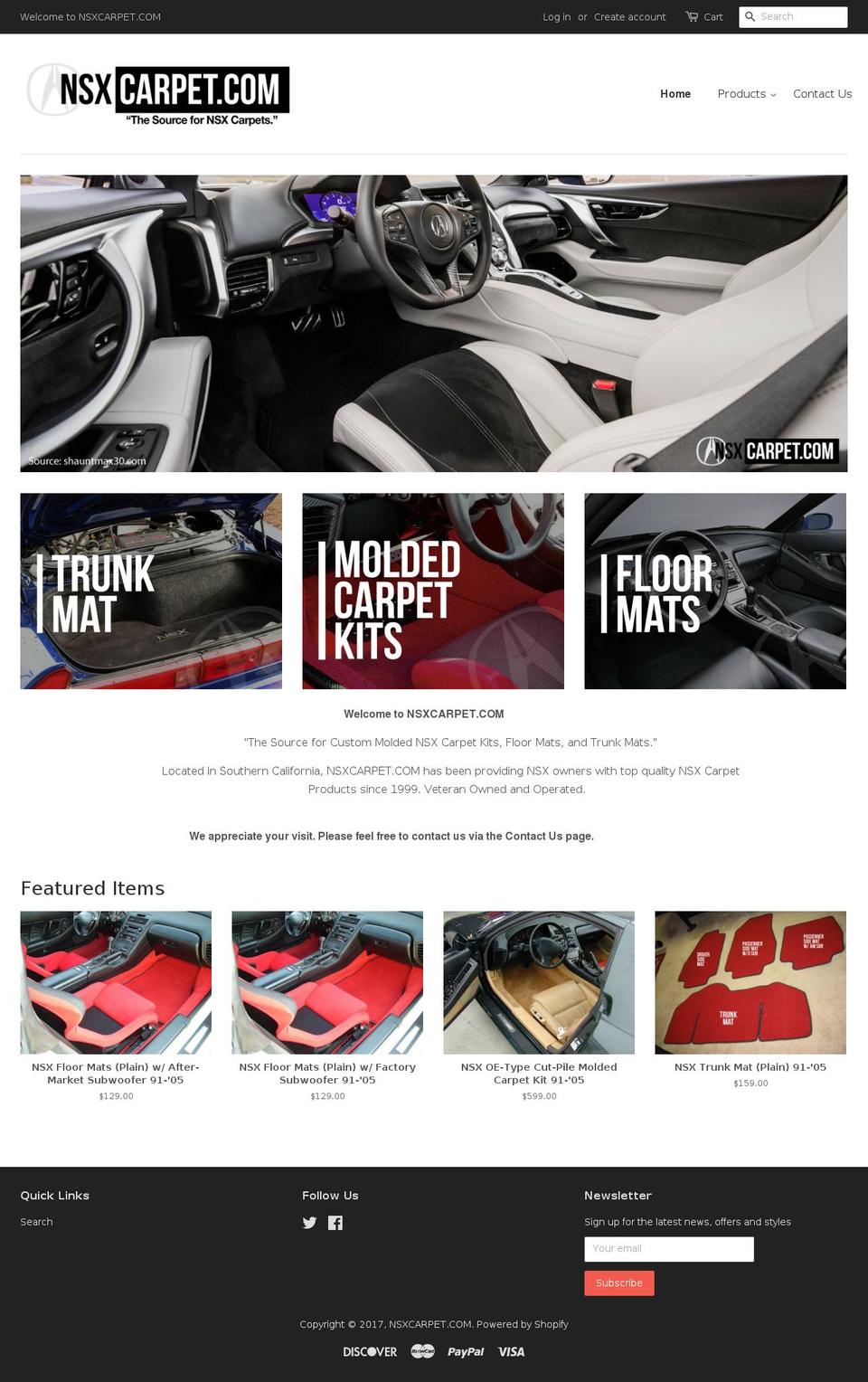 nsxcarpet.com shopify website screenshot