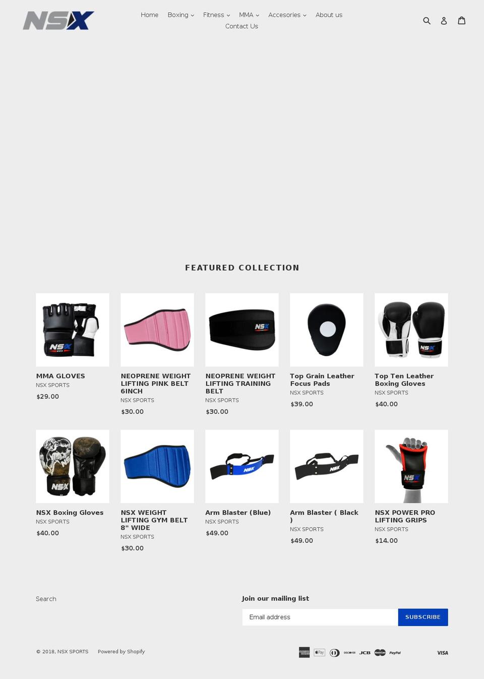 nsxsports.com — Shopify storefront screenshot