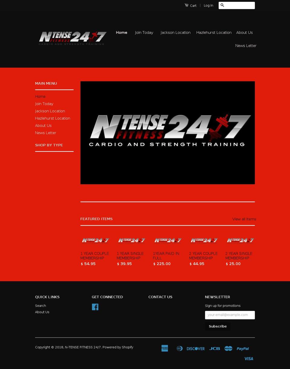 ntensefitness247.com shopify website screenshot