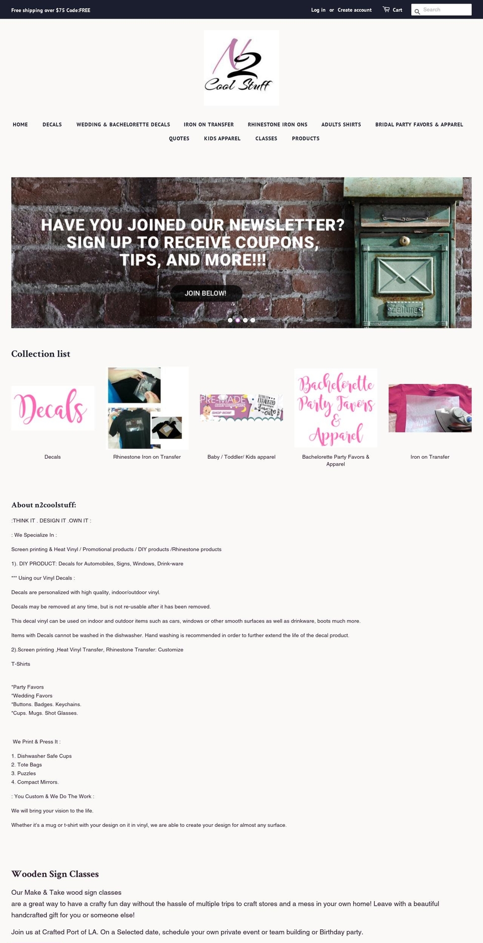 ntoocoolstuff.com — Shopify storefront screenshot