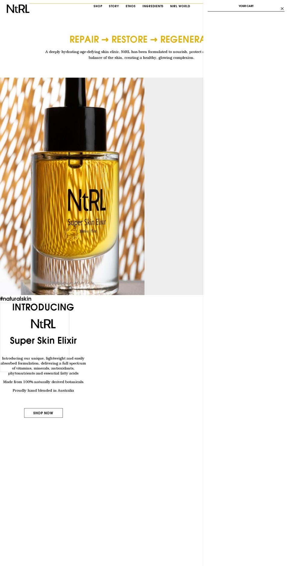 ntrlskinco.com shopify website screenshot