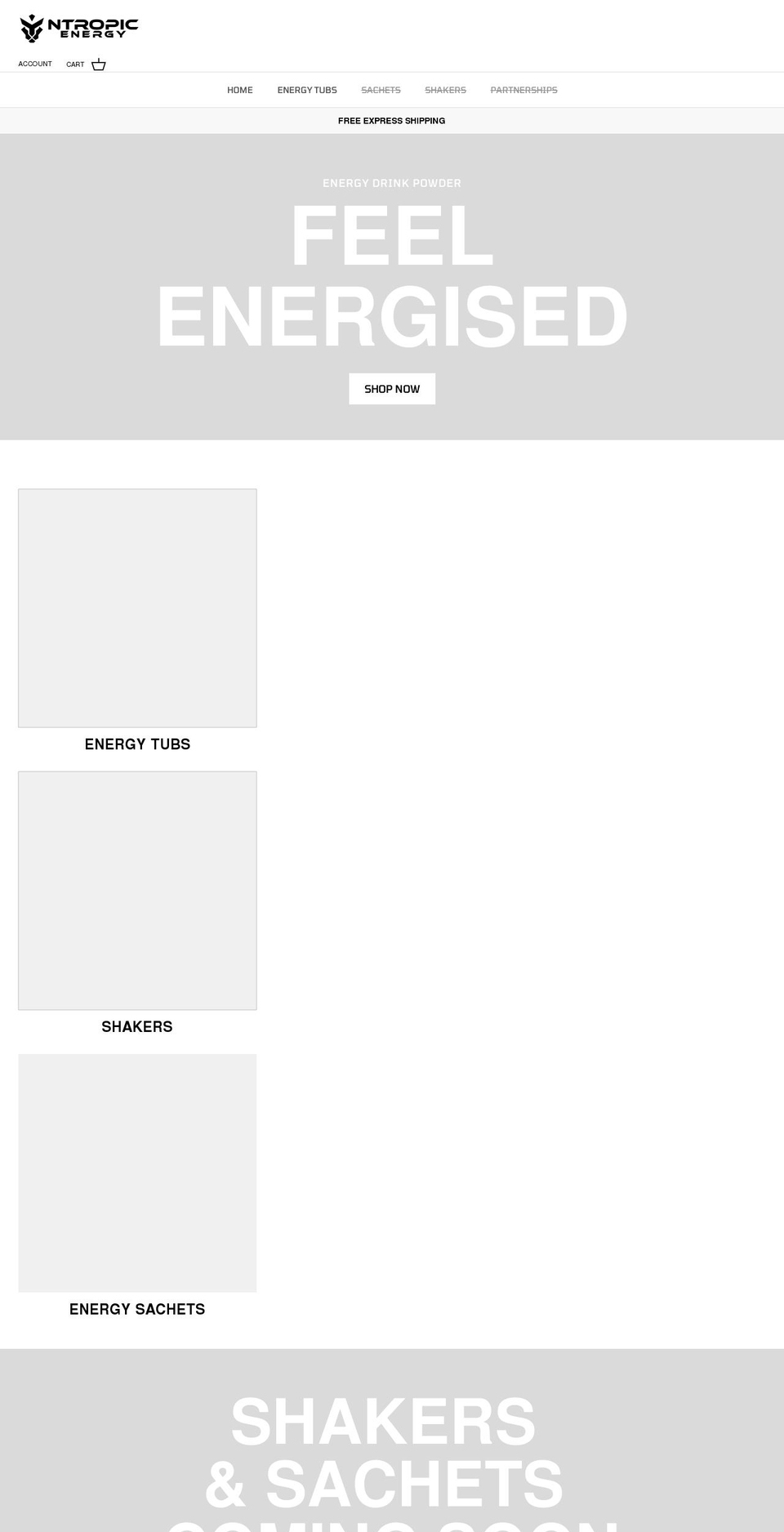 ntropicenergy.com shopify website screenshot