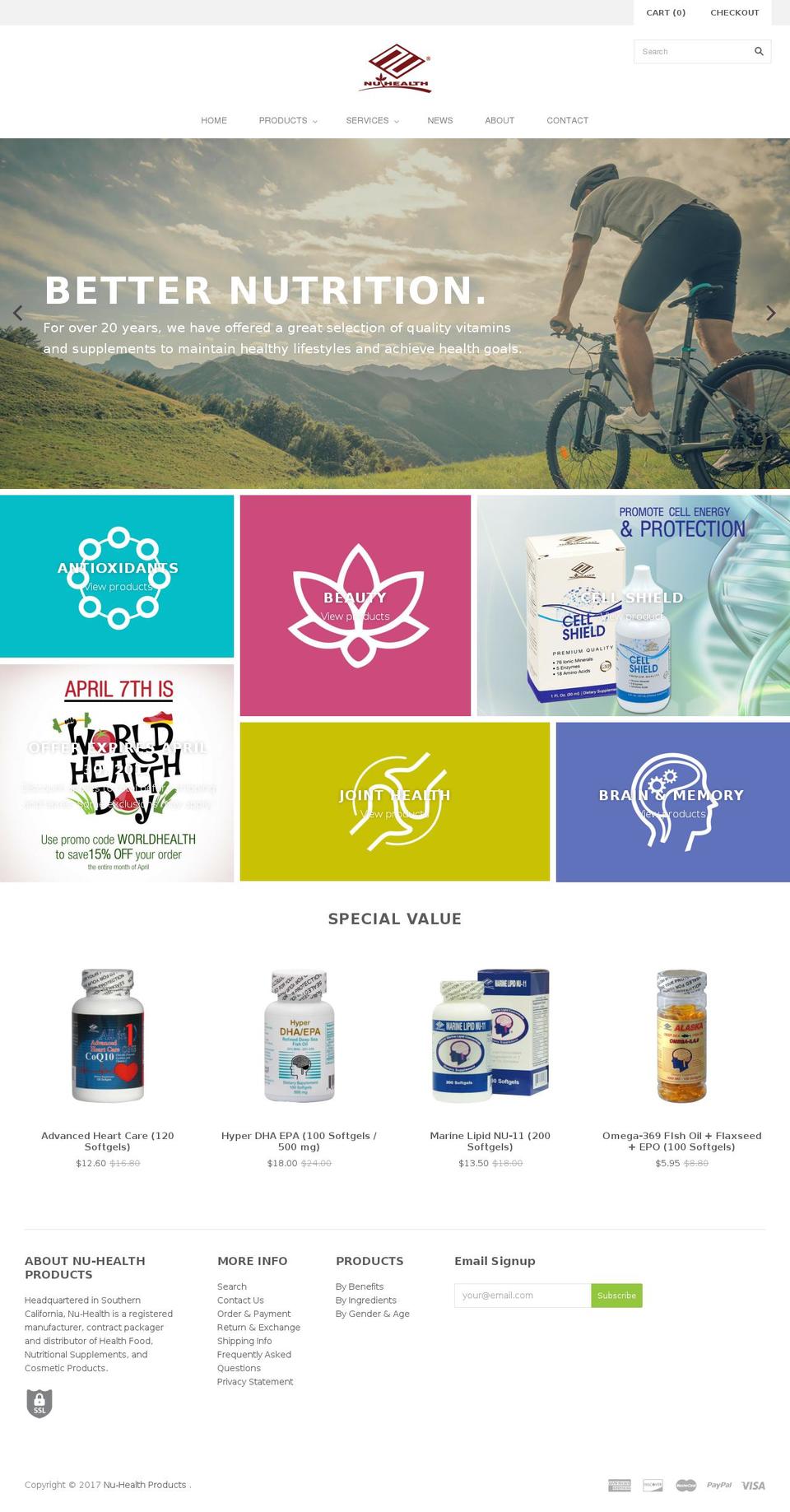nu-health.com shopify website screenshot