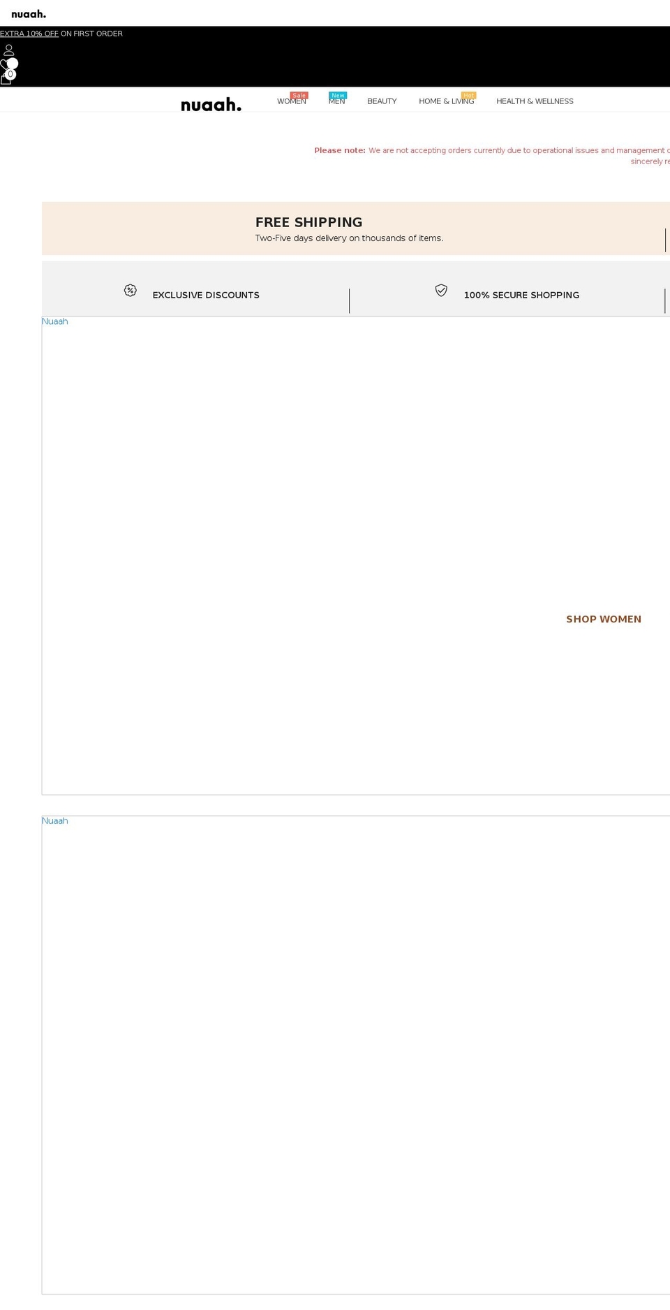 nuaah.com shopify website screenshot