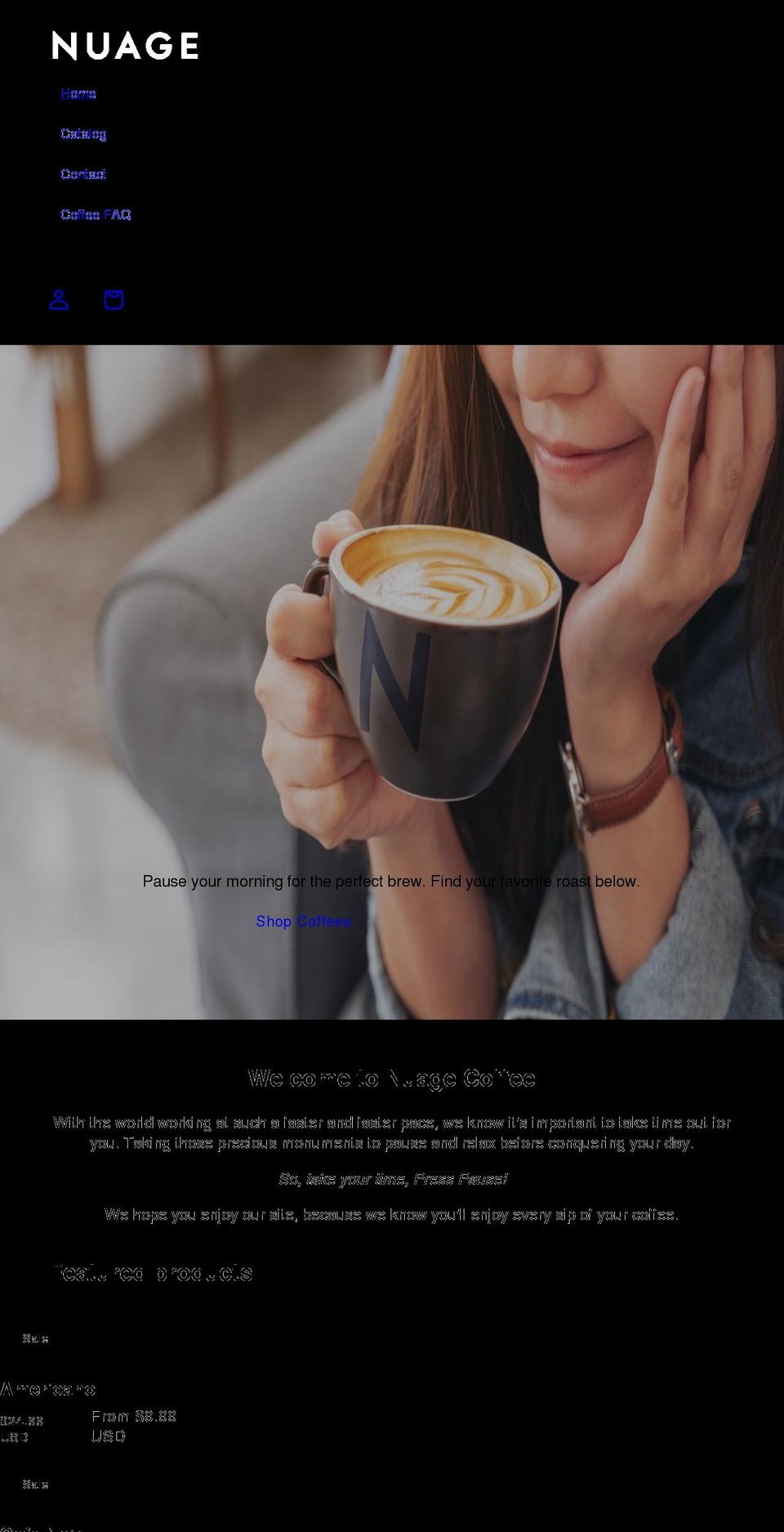 nuagecoffee.com shopify website screenshot