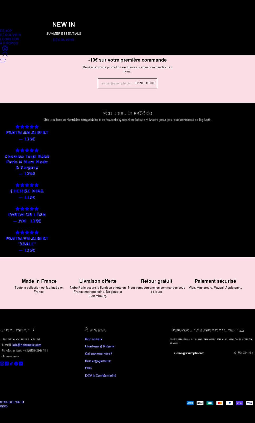 nubeparis.com shopify website screenshot