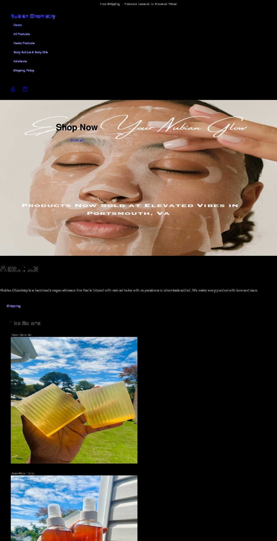 nubianchemistry.net shopify website screenshot