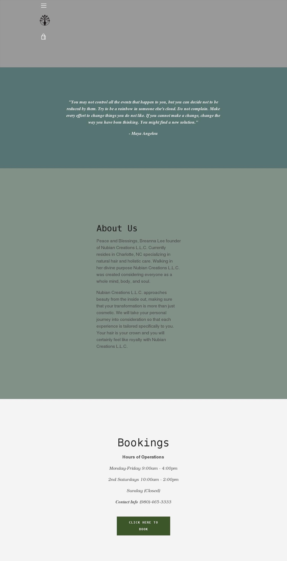 nubiancreationsllc.net shopify website screenshot