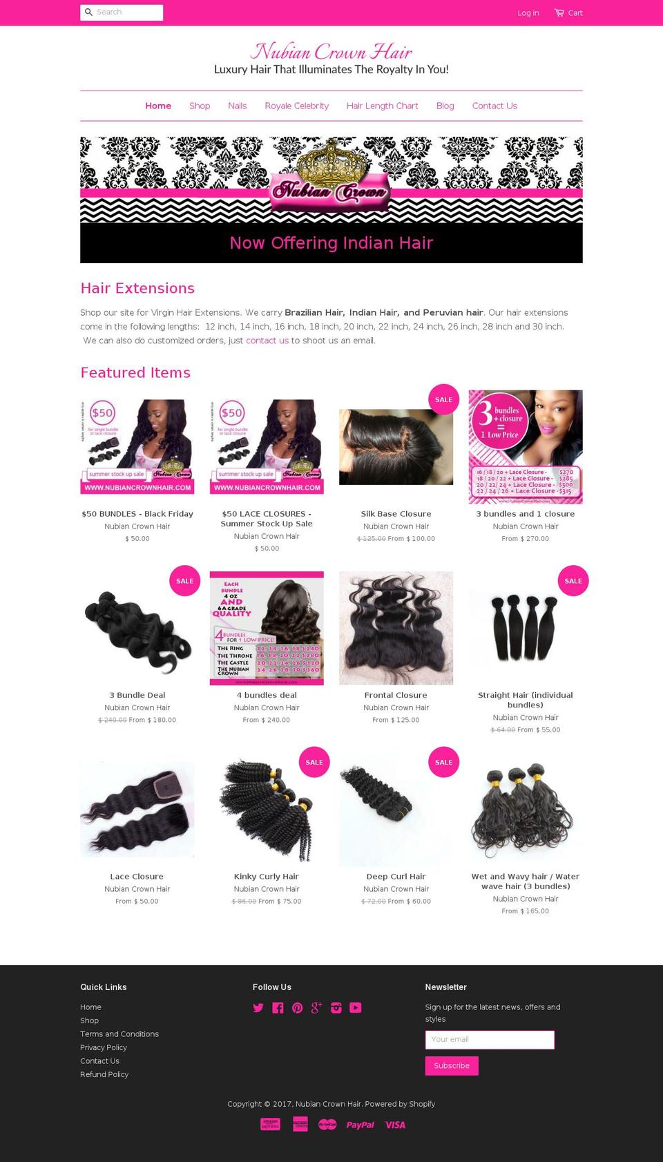nubiancrownhair.com shopify website screenshot