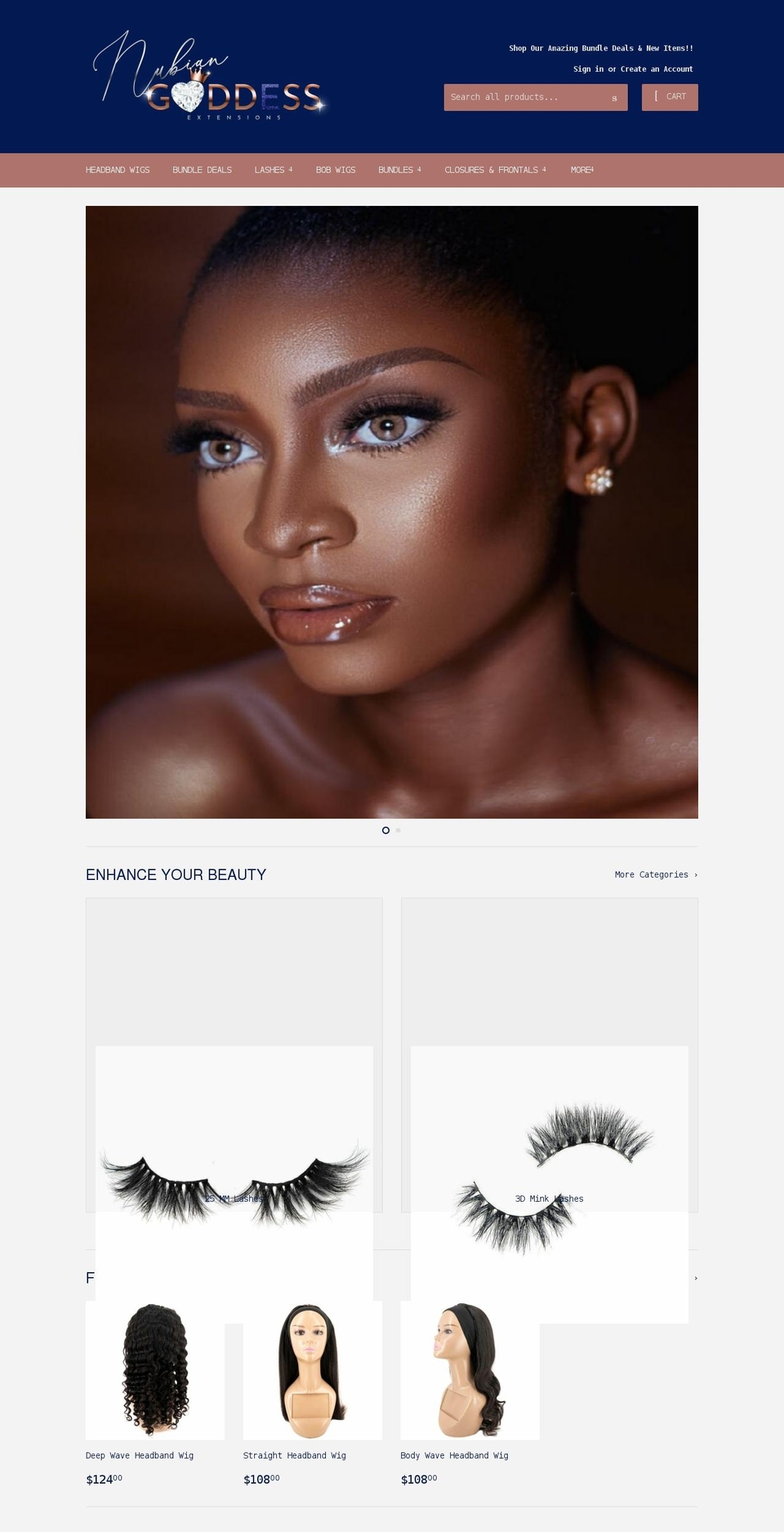 nubiangoddessext.com shopify website screenshot