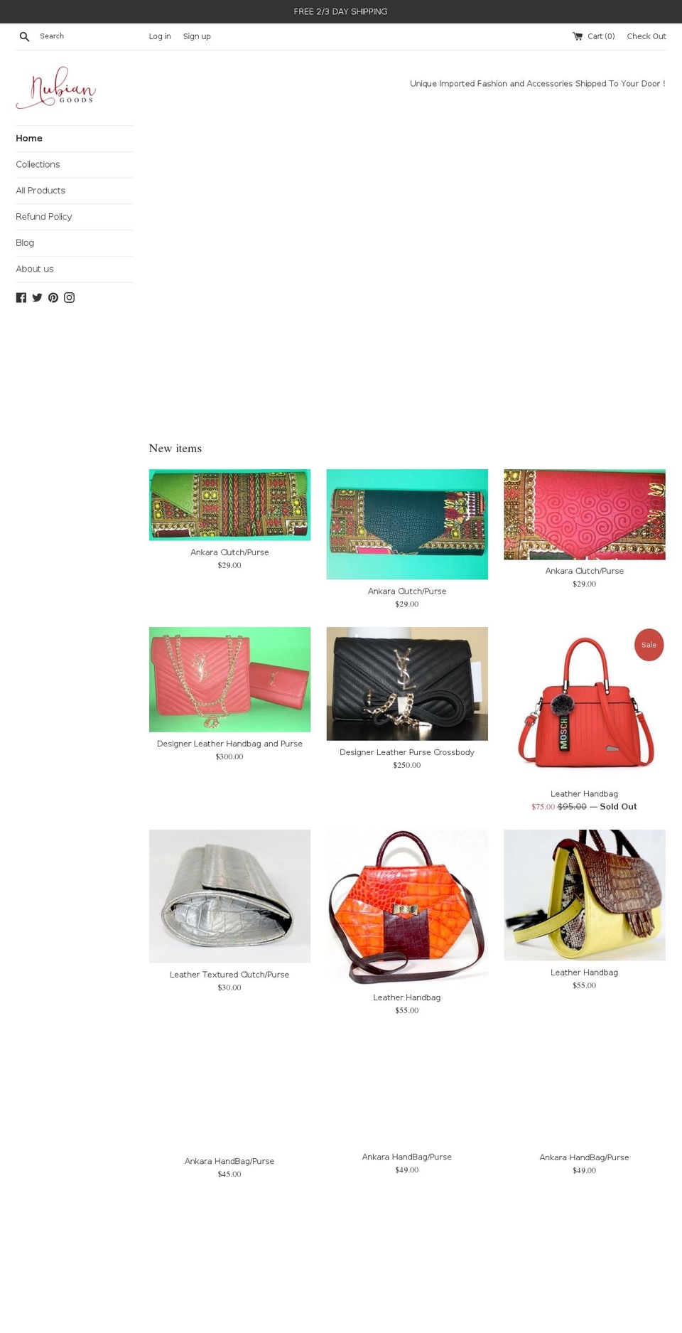 nubiangoods.com shopify website screenshot