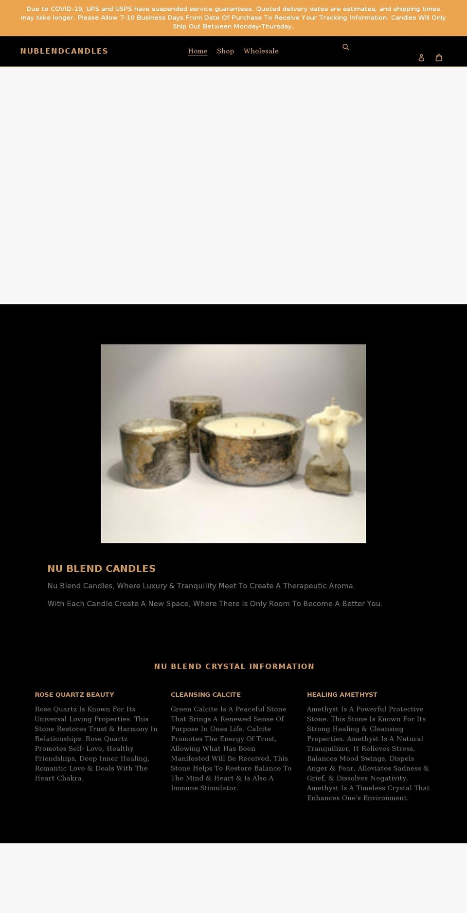nublendcandles.com shopify website screenshot