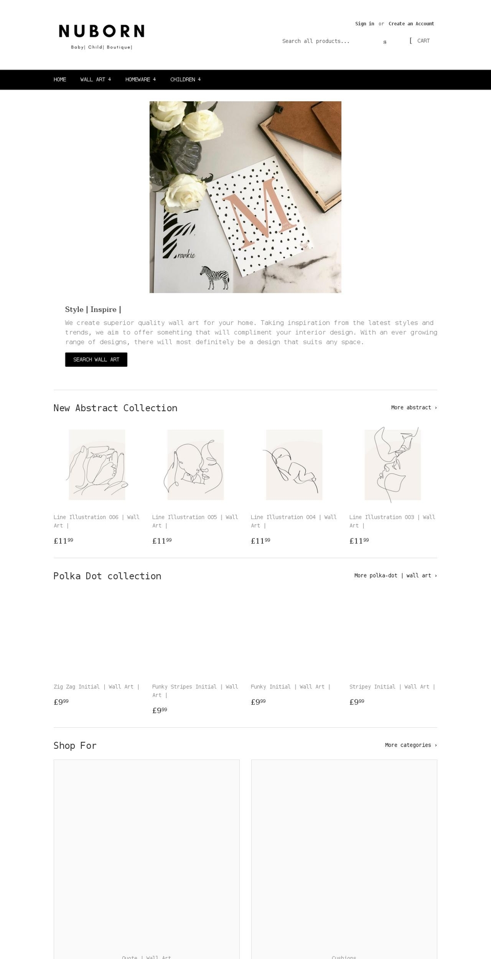 nubornboutique.co.uk shopify website screenshot