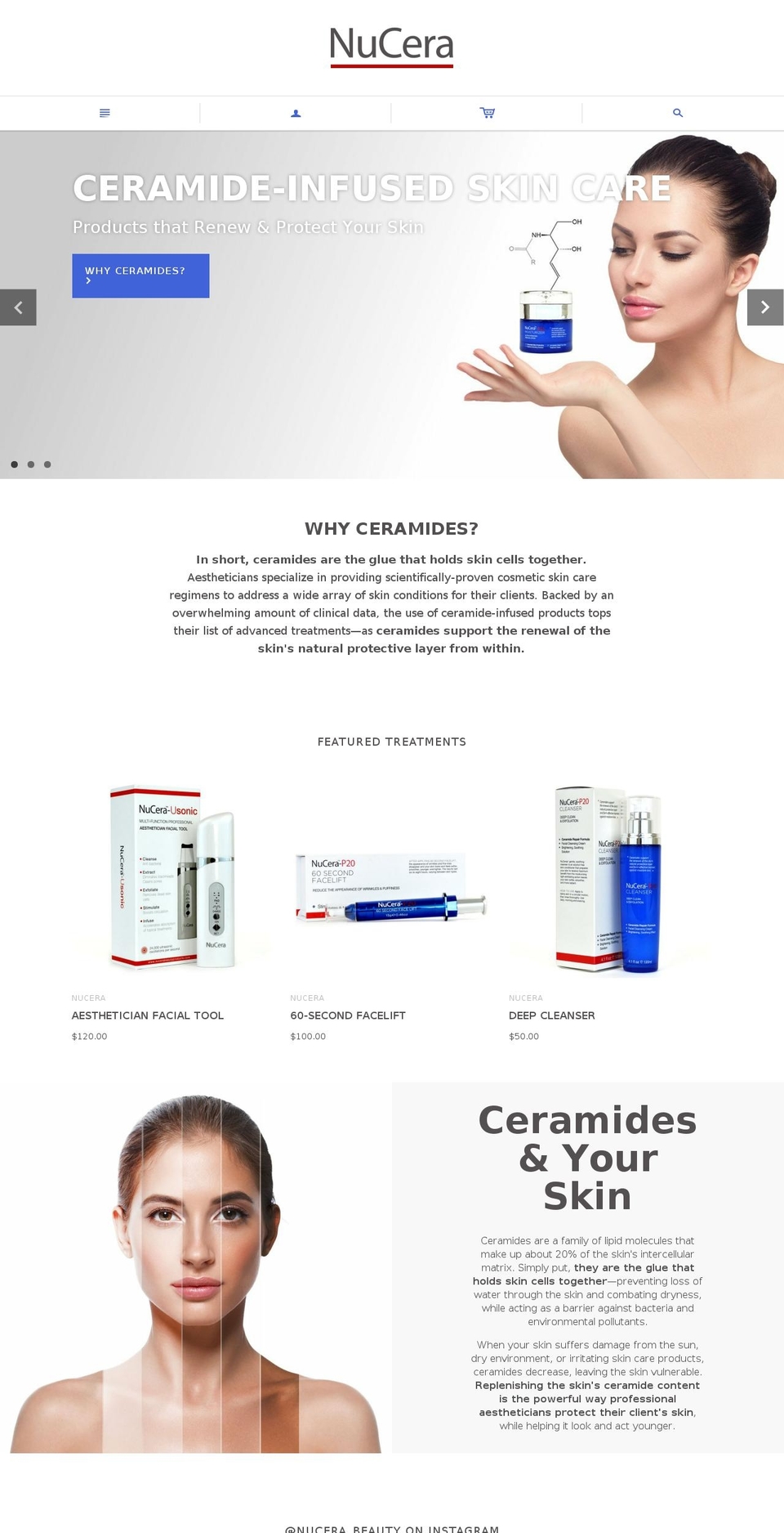 nucerabeautyproducts.com shopify website screenshot