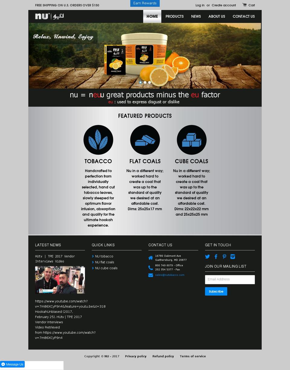 nucharcoal.net shopify website screenshot