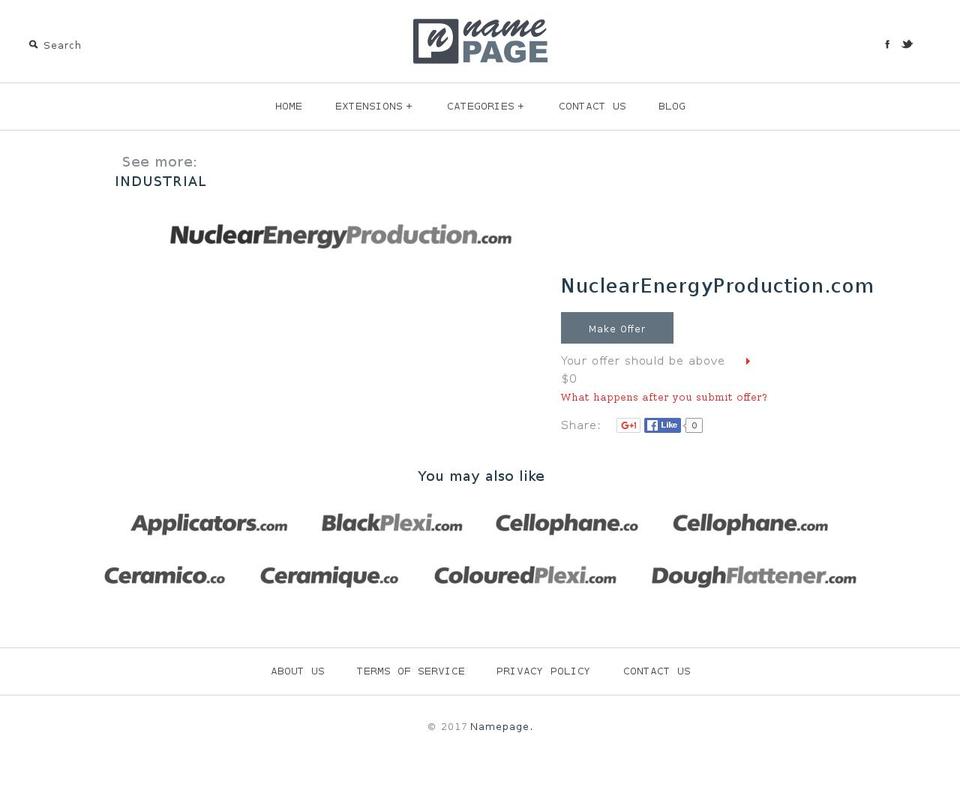 nuclearenergyproduction.com shopify website screenshot