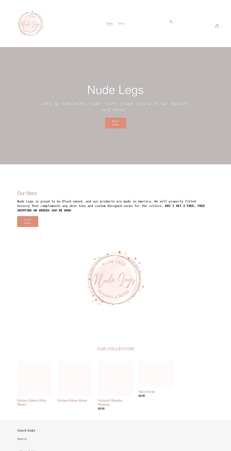 nude-legs.com shopify website screenshot