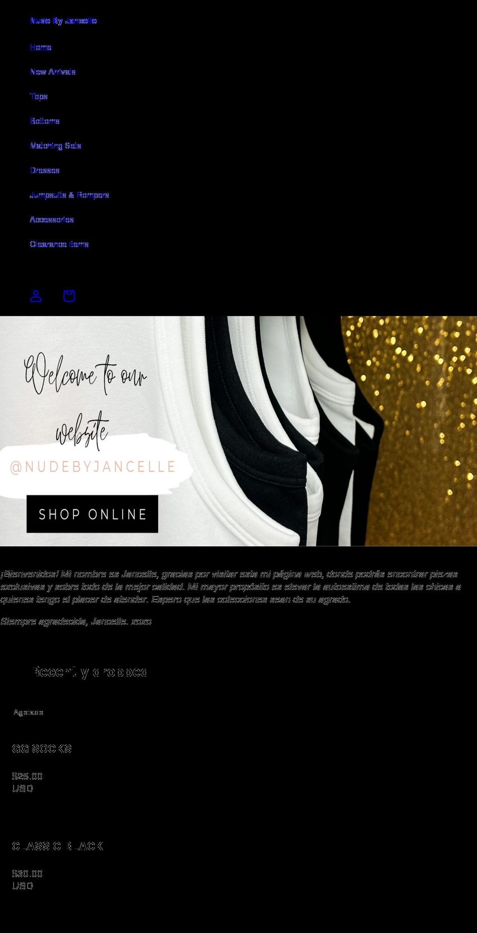 nudebyjancelle.com shopify website screenshot