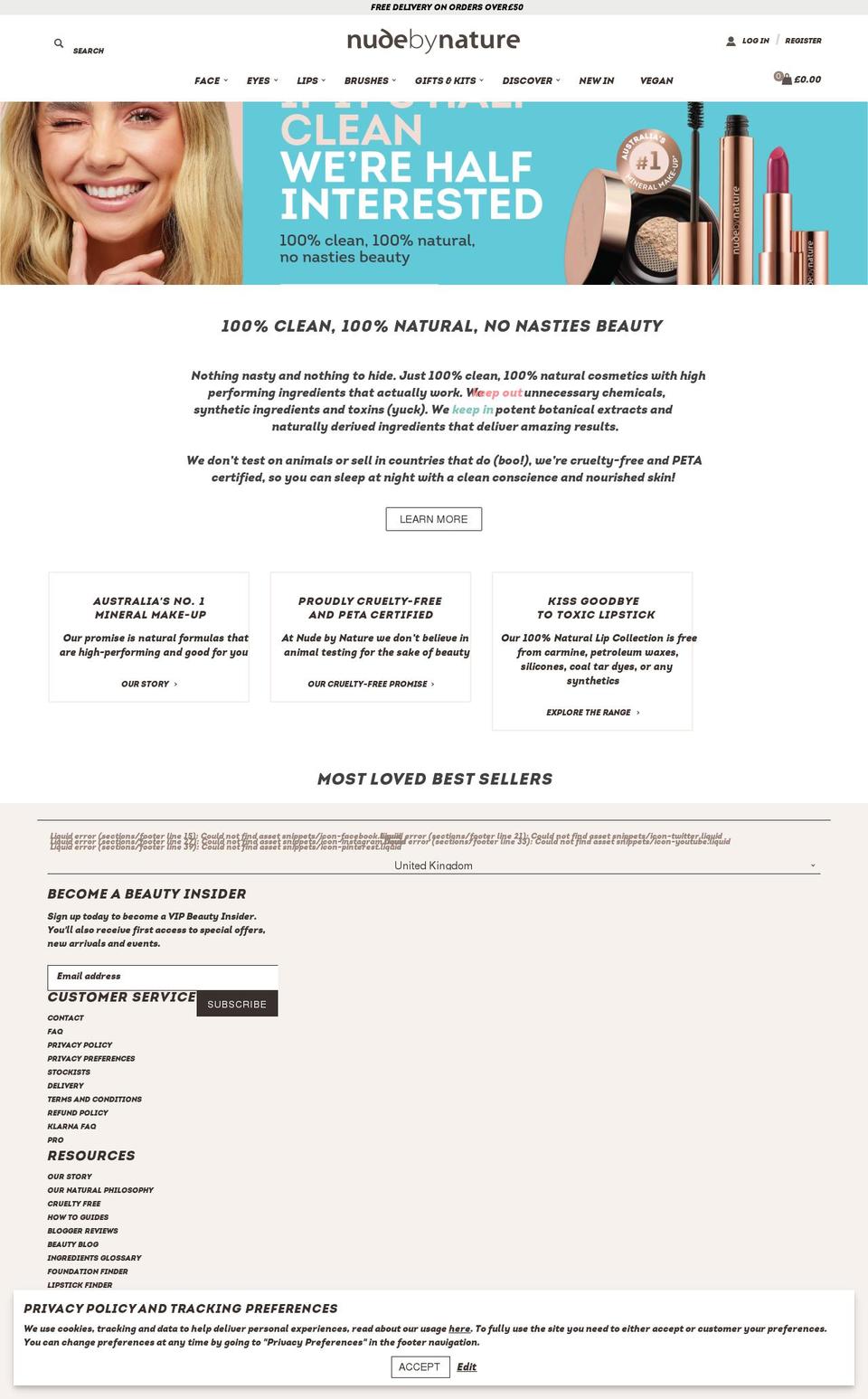 UK Shopify theme site example nudebynature.co.uk