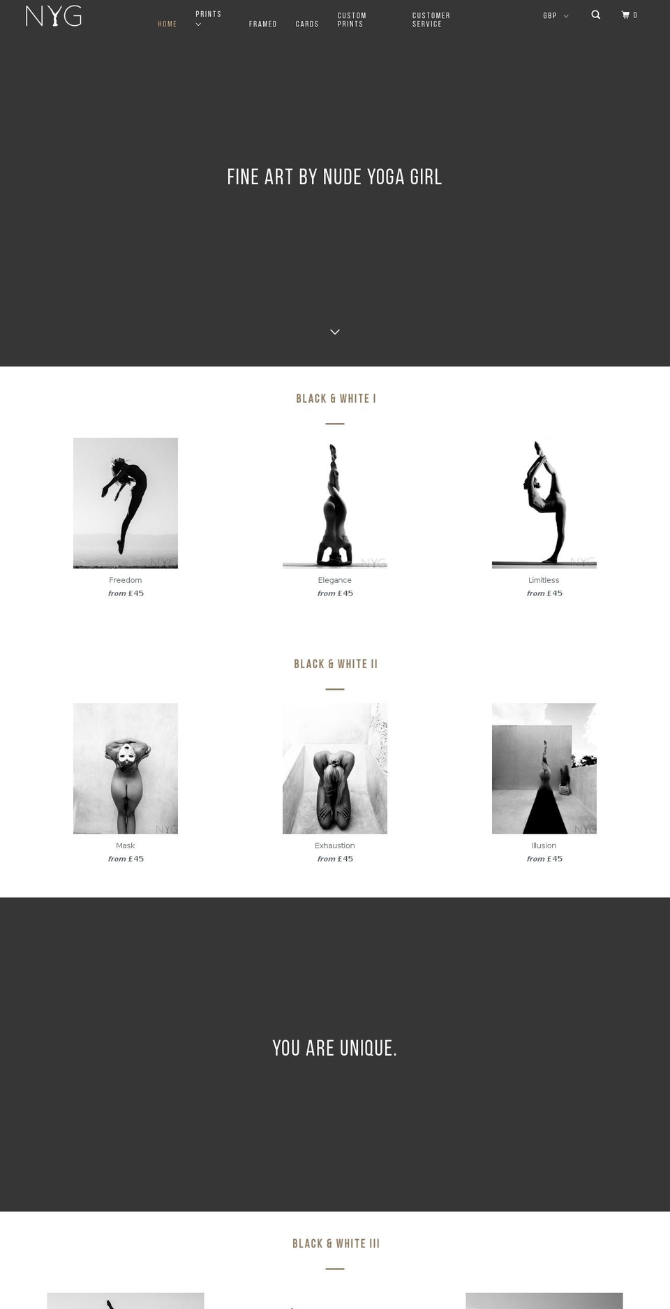 nudeyogagirl.com shopify website screenshot