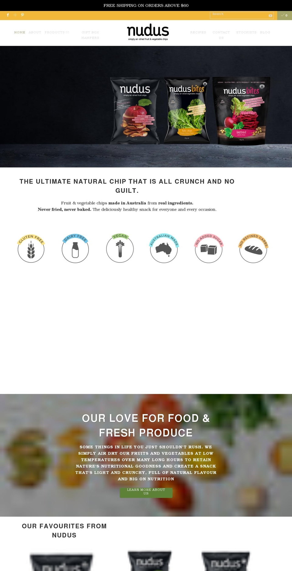 nudusfood.com.au shopify website screenshot