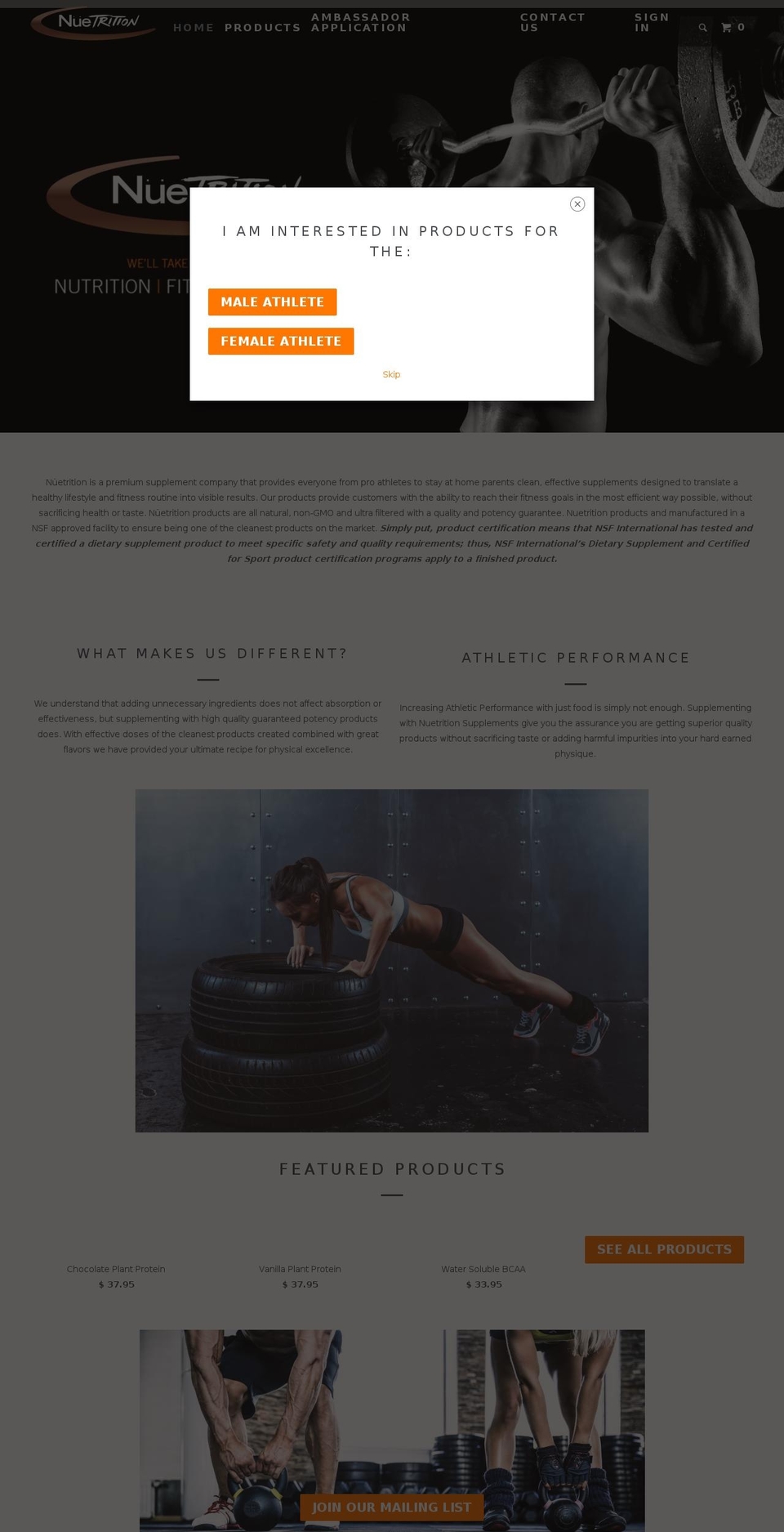 nue-trition.com — Shopify storefront screenshot