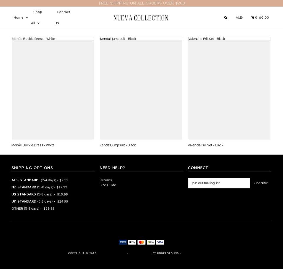 nuevacollection.com shopify website screenshot