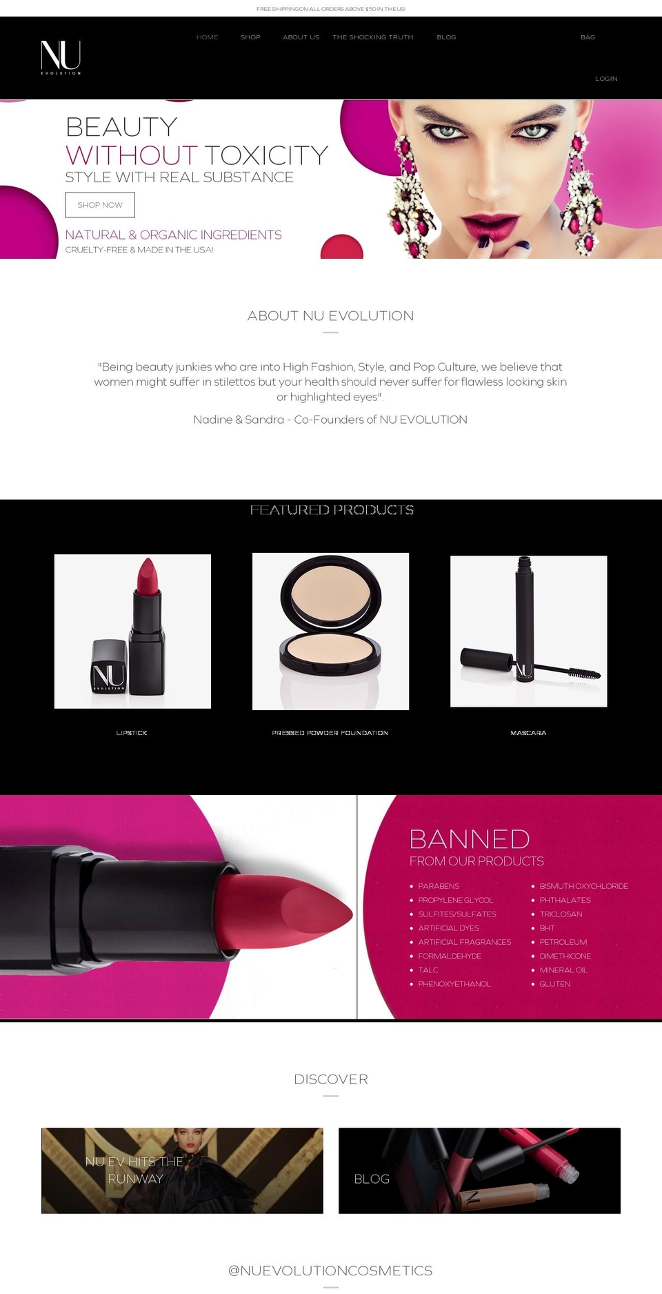 nuevolutioncosmetics.com shopify website screenshot