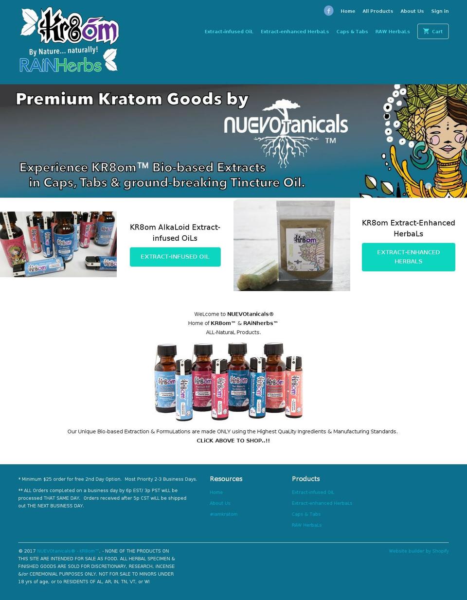 nuevotanicals.com shopify website screenshot